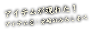 アイテムが現れた！アイテム名：分岐のみちしるべ